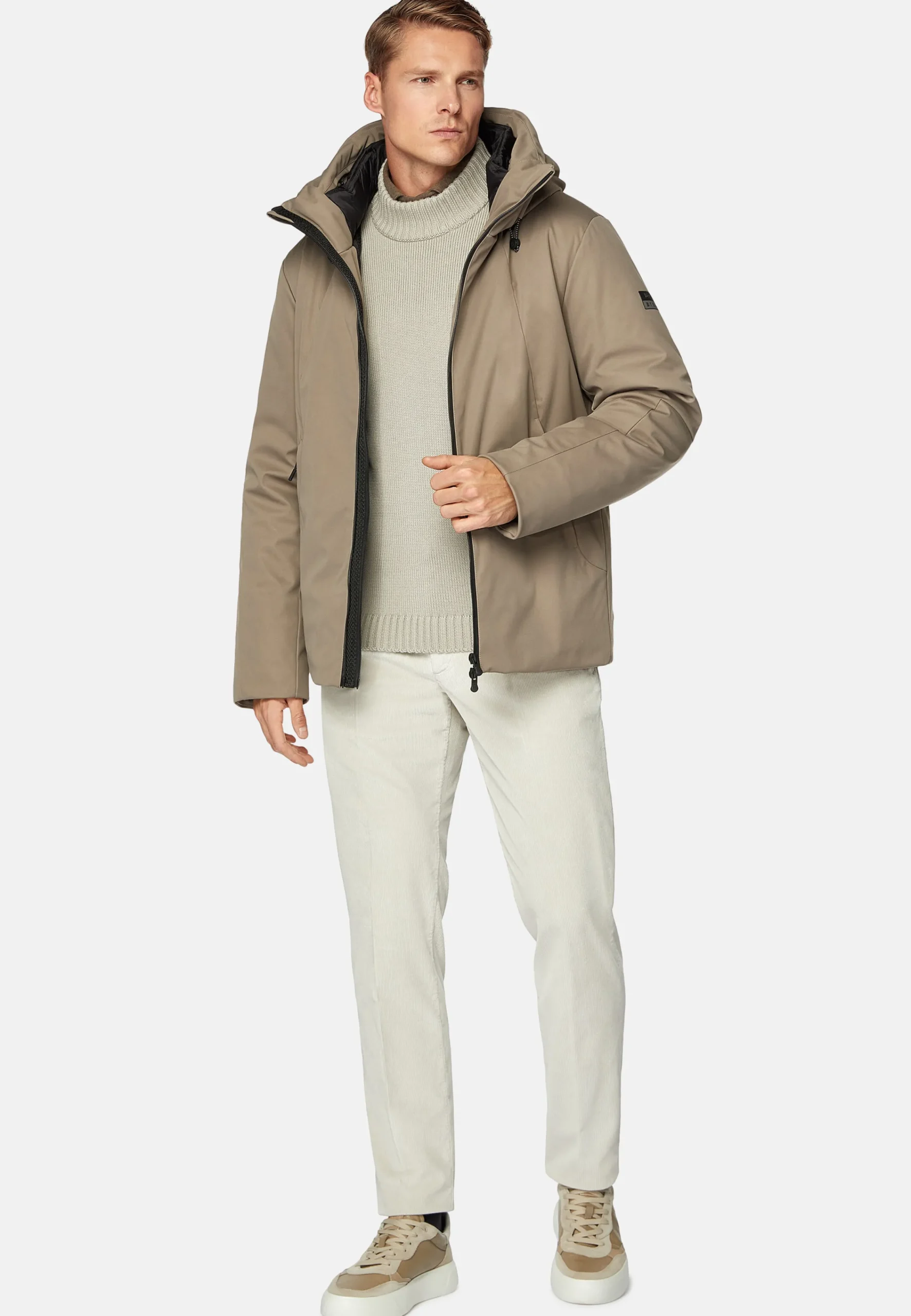 Blousons-Boggi Milano Blouson Block En Tissu Technique Rembourré Taupe