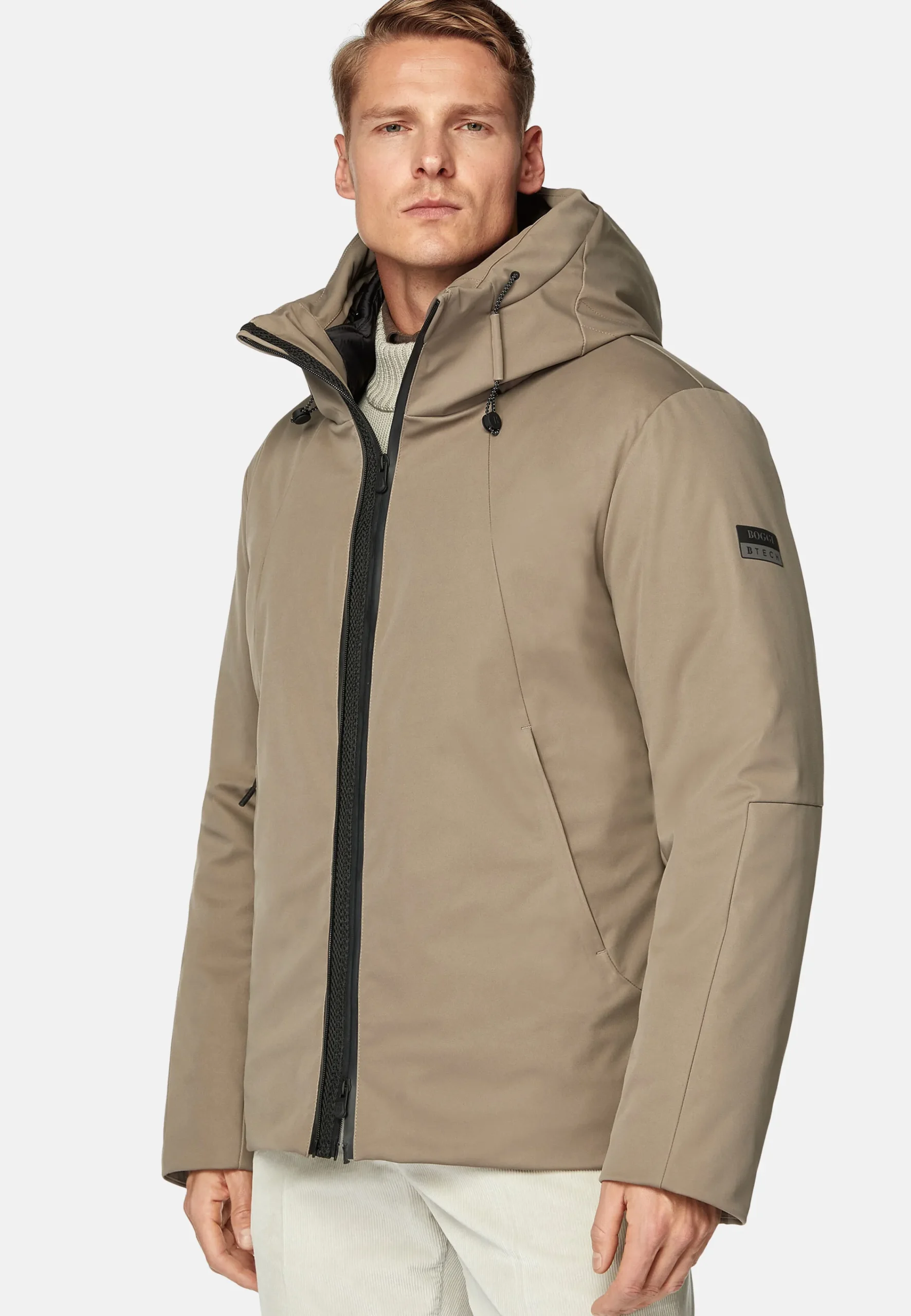 Blousons-Boggi Milano Blouson Block En Tissu Technique Rembourré Taupe