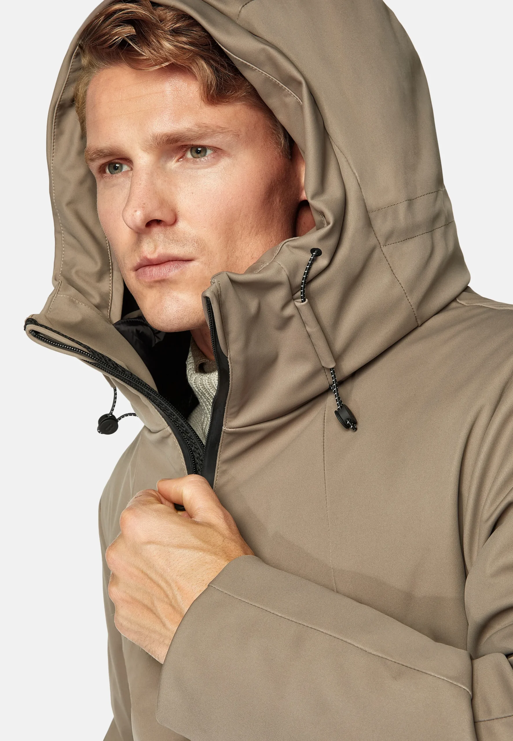 Blousons-Boggi Milano Blouson Block En Tissu Technique Rembourré Taupe