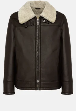 Blousons-Boggi Milano Bomber En Cuir Véritable Et Peau De Mouton Retournée Marron