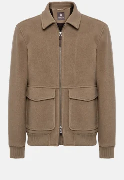 Blousons-Boggi Milano Bomber En Laine Rembourrée Taupe
