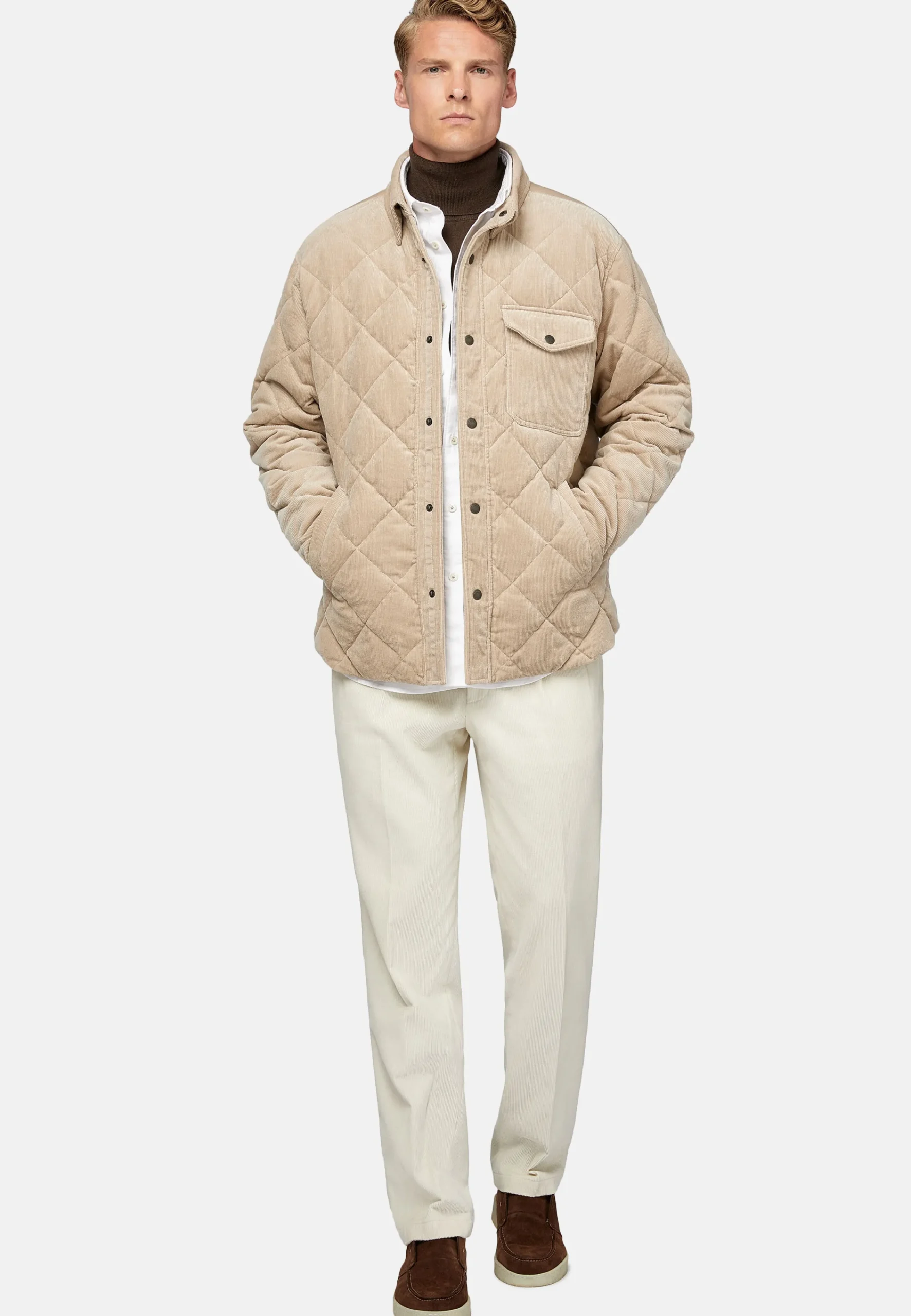 Blousons-Boggi Milano Bomber Rembourré En Velours De Coton Beige