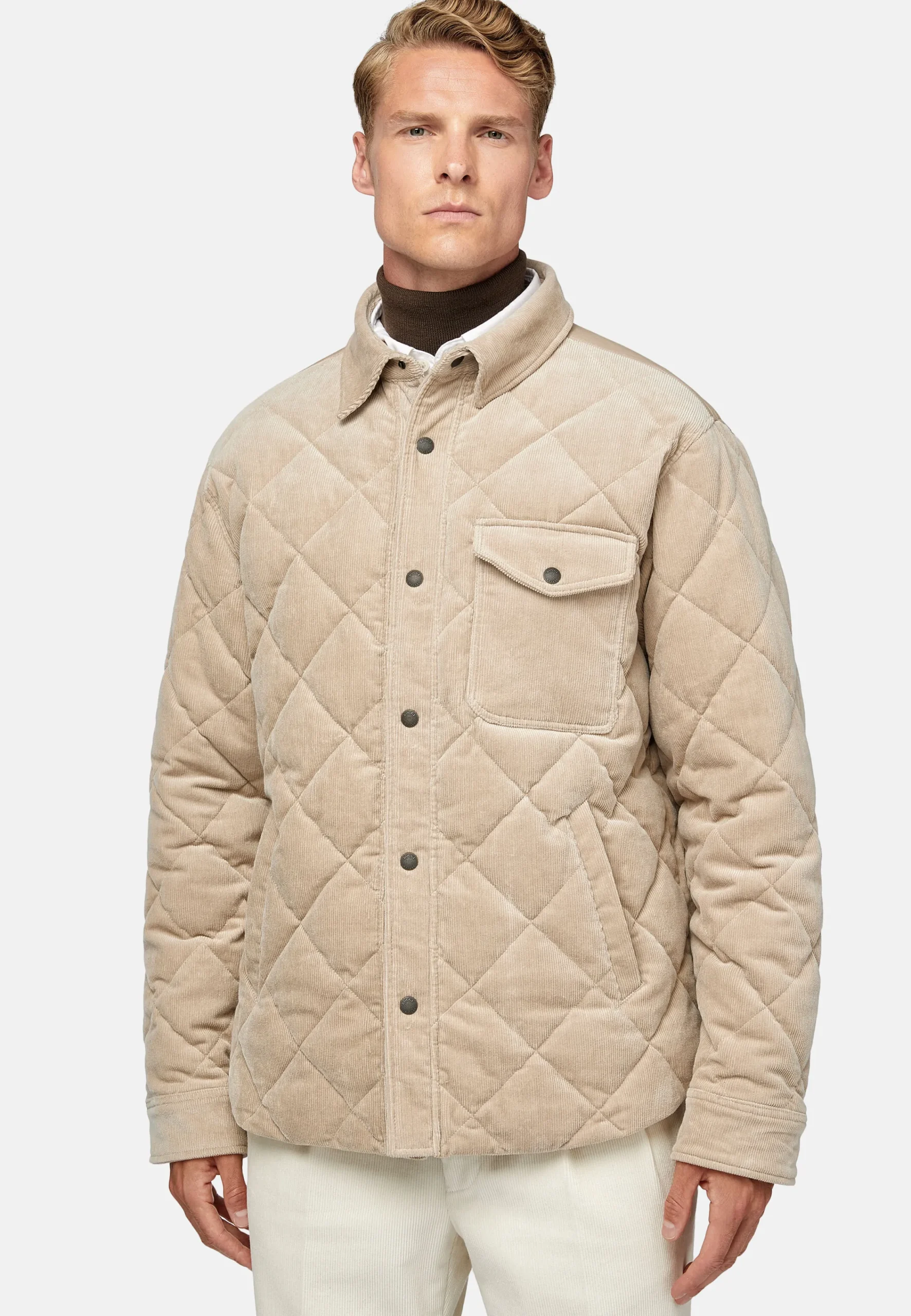 Blousons-Boggi Milano Bomber Rembourré En Velours De Coton Beige