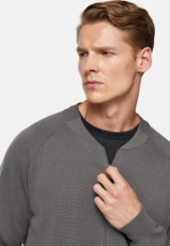 Tricots-Boggi Milano Bomber Tech Gris Foncé En Maille De Laine Mérinos