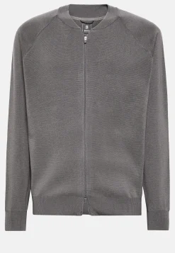 Tricots-Boggi Milano Bomber Tech Gris Foncé En Maille De Laine Mérinos