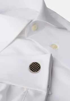 Boutons De Manchette-Boggi Milano Boutons De Manchette De Chemise Ronds Avec Logo Argent