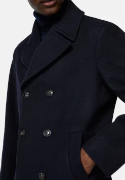 Manteaux-Boggi Milano Caban En Laine bleu marine