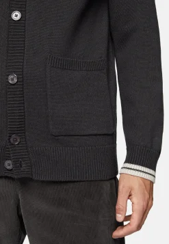 Tricots-Boggi Milano Cardigan Anthracite En Laine De Coton Bio Charbon
