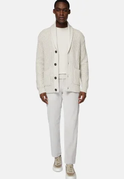 Tricots-Boggi Milano Cardigan Sable À Col Châle En Laine Mérinos