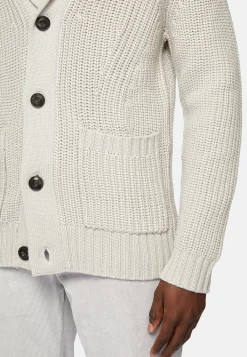 Tricots-Boggi Milano Cardigan Sable À Col Châle En Laine Mérinos