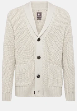 Tricots-Boggi Milano Cardigan Sable À Col Châle En Laine Mérinos