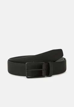 Ceintures-Boggi Milano Ceinture En Cuir Gommé Avec Logo Noir