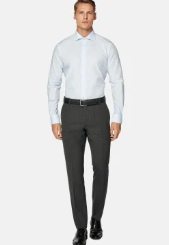 Chemises Habillées-Boggi Milano Chemise À Carreaux En Popeline De Coton Regular Fit Bleu clair