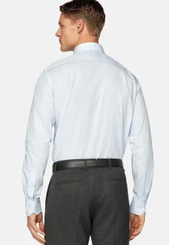 Chemises Habillées-Boggi Milano Chemise À Carreaux En Popeline De Coton Regular Fit Bleu clair