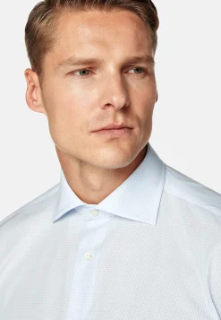 Chemises Habillées-Boggi Milano Chemise À Carreaux En Popeline De Coton Regular Fit Bleu clair