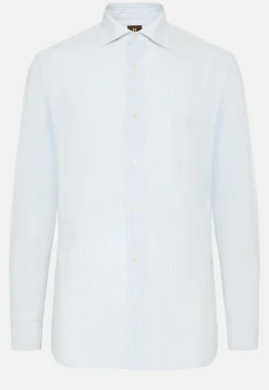 Chemises Habillées-Boggi Milano Chemise À Carreaux En Popeline De Coton Regular Fit Bleu clair