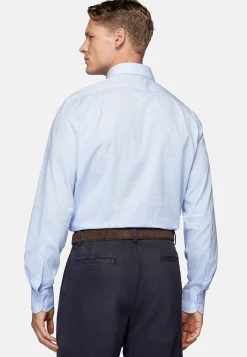 Chemises Habillées-Boggi Milano Chemise À Carreaux En Popeline De Coton Regular Fit Bleu clair