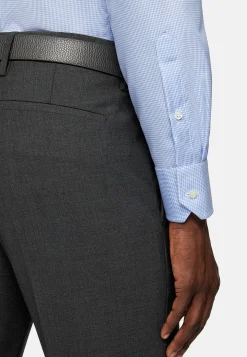 Chemises Habillées-Boggi Milano Chemise À Carreaux En Sergé De Coton Regular Fit Bleu clair