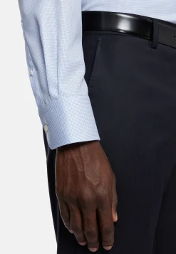 Chemises Habillées-Boggi Milano Chemise À Carreaux En Sergé De Coton Regular Fit Bleu clair