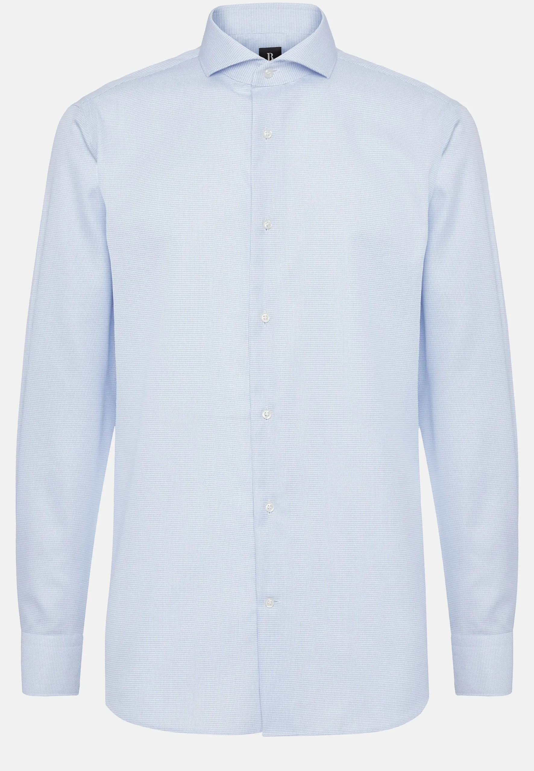 Chemises Habillées-Boggi Milano Chemise À Carreaux En Sergé De Coton Regular Fit Bleu clair