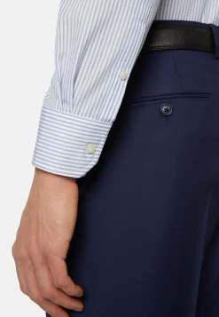 Chemises Habillées-Boggi Milano Chemise À Rayures Bleu Ciel En Coton Slim Fit Bleu clair