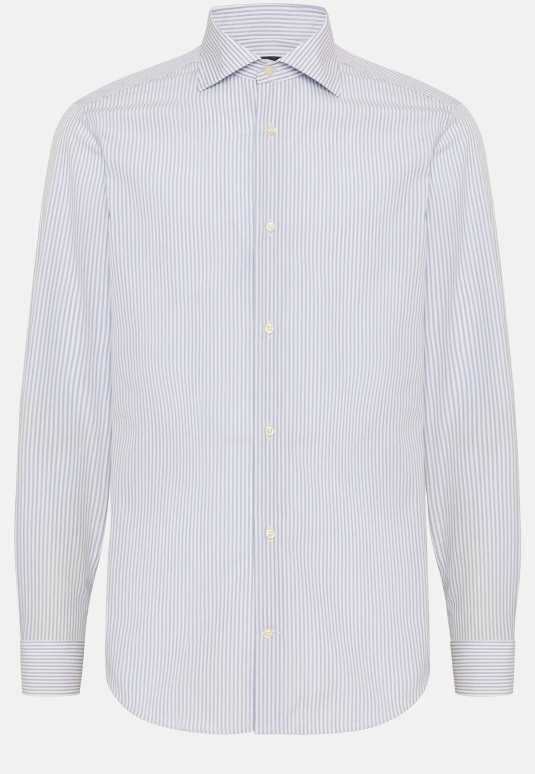 Chemises Habillées-Boggi Milano Chemise À Rayures Bleu Ciel En Coton Slim Fit Bleu clair