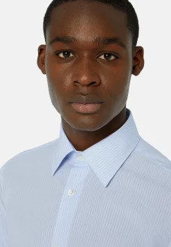 Chemises Habillées-Boggi Milano Chemise À Rayures En Coton Regular Fit Bleu clair