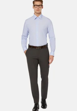 Chemises Habillées-Boggi Milano Chemise À Rayures En Coton Regular Fit Bleu clair