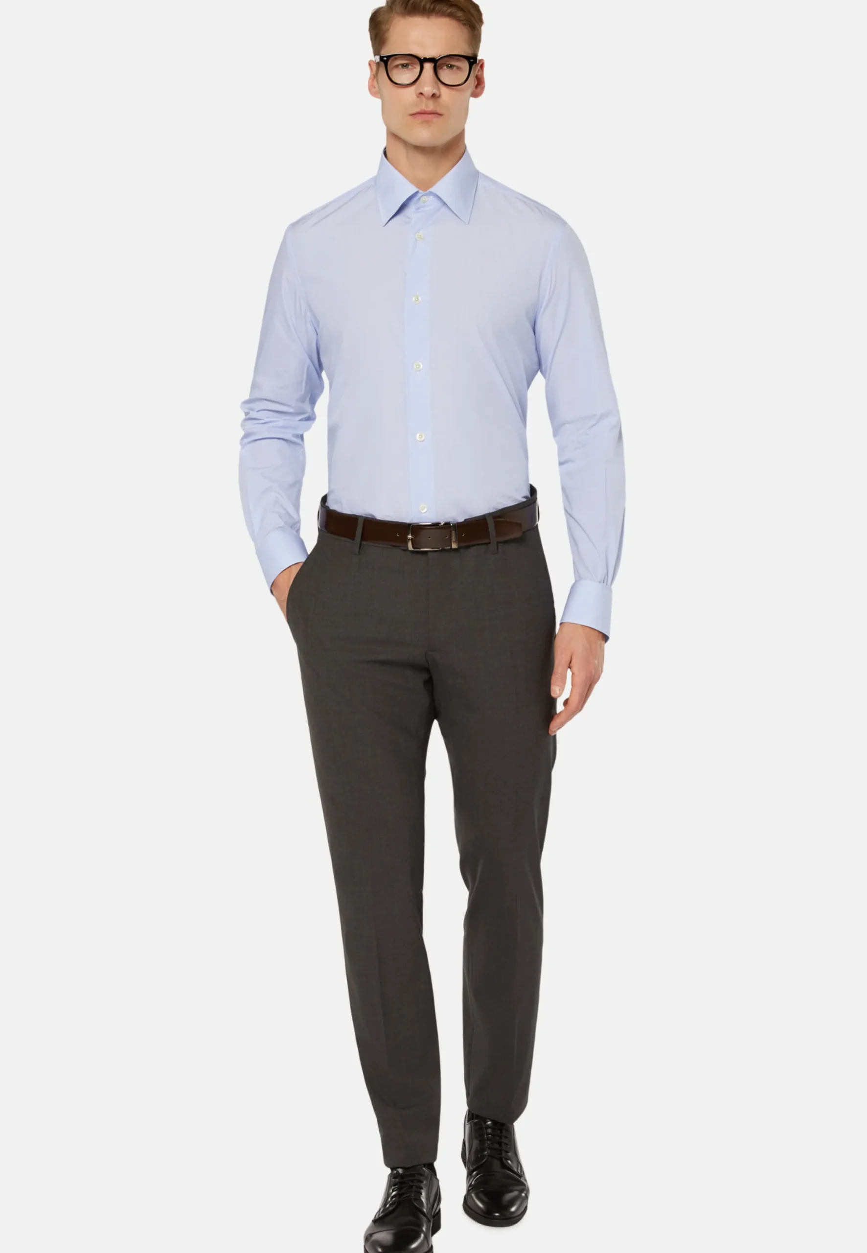 Chemises Habillées-Boggi Milano Chemise À Rayures En Coton Regular Fit Bleu clair