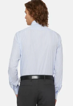 Chemises Habillées-Boggi Milano Chemise À Rayures En Coton Regular Fit Bleu clair