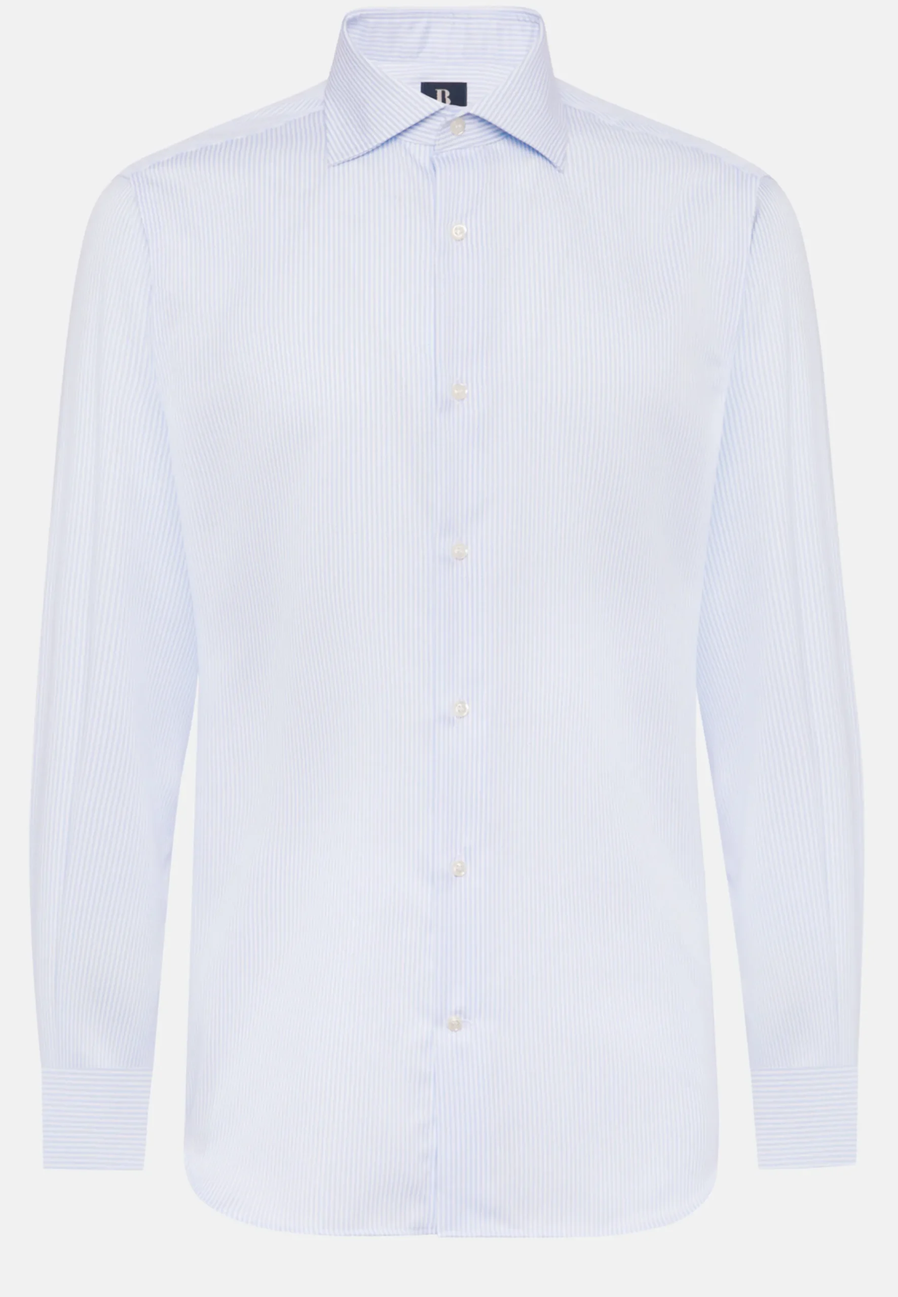 Chemises Habillées-Boggi Milano Chemise À Rayures En Coton Dobby Regular Fit Bleu clair