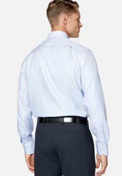 Chemises Habillées-Boggi Milano Chemise À Rayures En Sergé De Coton Regular Fit Bleu clair