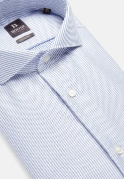 Chemises Habillées-Boggi Milano Chemise À Rayures En Sergé De Coton Regular Fit Bleu