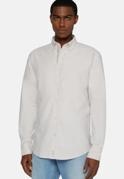 Chemises Décontractée-Boggi Milano Chemise Beige En Coton Oxford Bio Coupe Droite Sable
