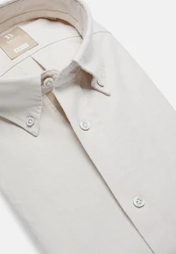 Chemises Décontractée-Boggi Milano Chemise Beige En Coton Oxford Bio Coupe Droite Sable