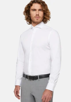 Chemises Habillées-Boggi Milano Chemise he En Coton Nylon Extensible Slim Blanc