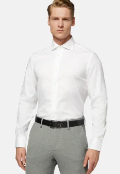 Chemises Habillées-Boggi Milano Chemise Blanche Pin Point En Coton Slim Fit