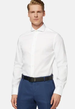 Chemises Habillées-Boggi Milano Chemise Blanche Pin Point En Coton Slim Fit