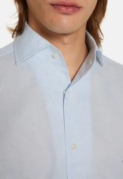 Chemises Habillées-Boggi Milano Chemise En Coton Dobby Regular Fit Bleu clair