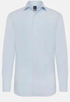 Chemises Habillées-Boggi Milano Chemise En Coton Dobby Regular Fit Bleu clair