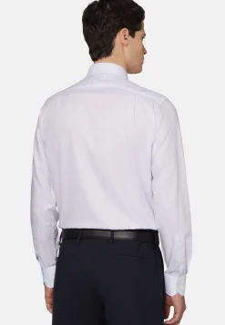 Chemises Habillées-Boggi Milano Chemise En Coton Dobby Coupe Droite Bleu clair