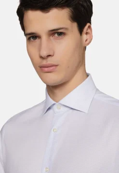 Chemises Habillées-Boggi Milano Chemise En Coton Dobby Coupe Droite Bleu clair