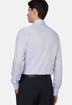 Chemises Habillées-Boggi Milano Chemise En Coton Dobby Slim Fit Bleu clair