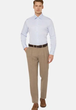 Chemises Habillées-Boggi Milano Chemise En Sergé De Coton Regular Fit Bleu clair