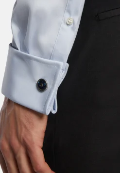 Chemises Habillées-Boggi Milano Chemise Bleue Pin Point En Coton Slim Fit