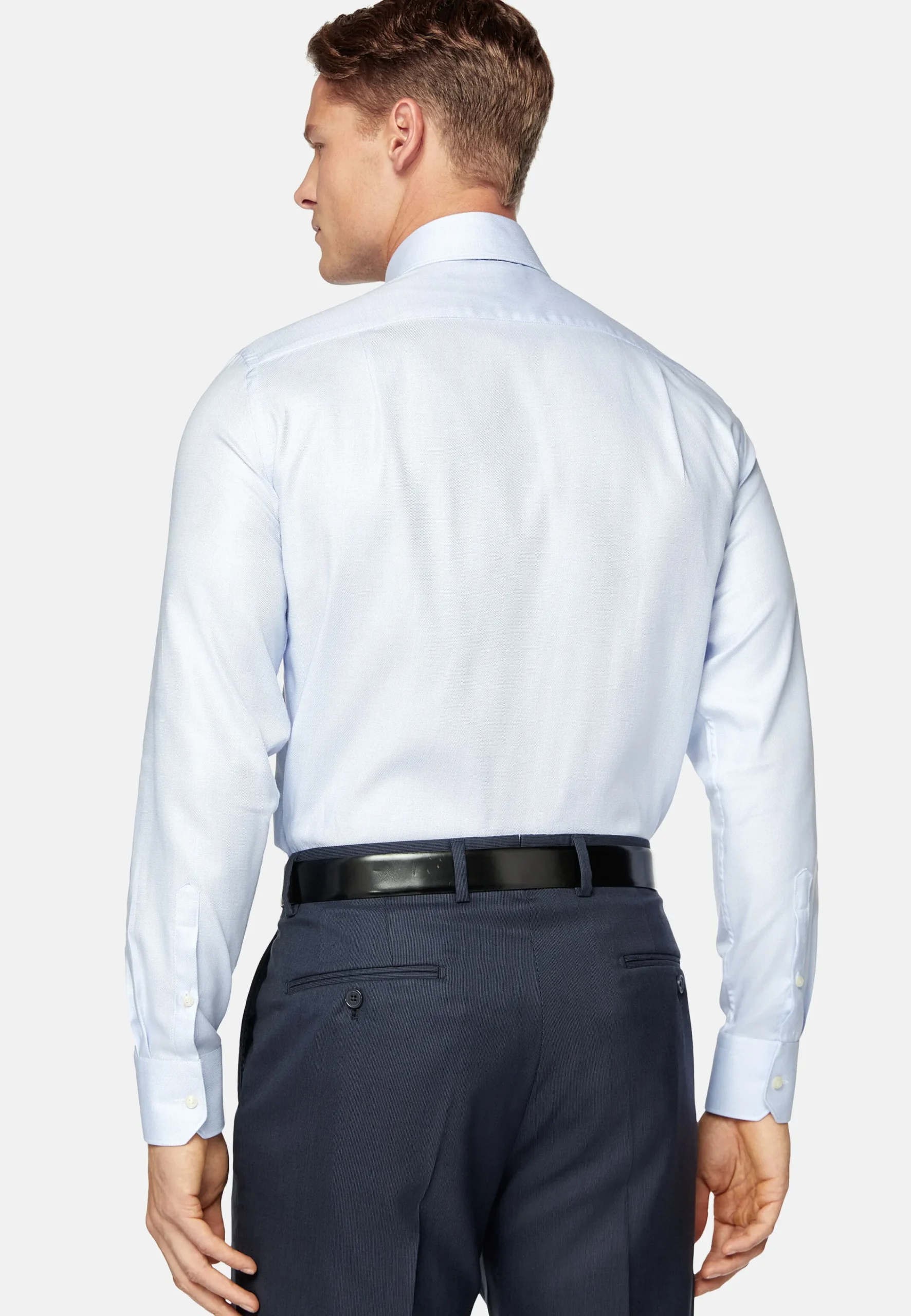 Chemises Habillées-Boggi Milano Chemise En Coton Dobby Regular Fit Bleu clair