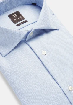 Chemises Habillées-Boggi Milano Chemise En Coton Dobby Regular Fit Bleu clair