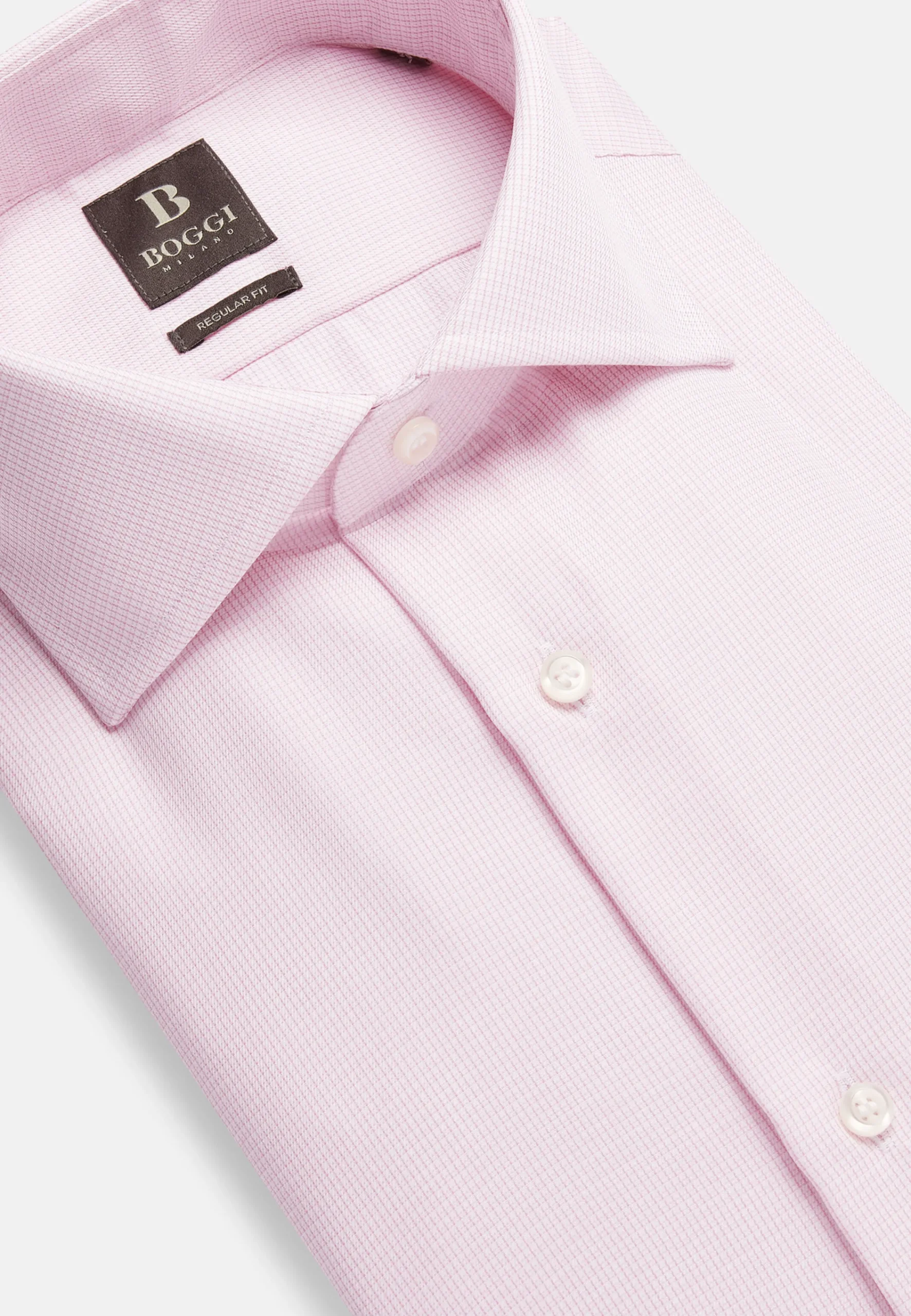 Chemises Habillées-Boggi Milano Chemise En Coton Dobby Regular Fit Rose