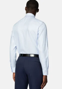 Chemises Habillées-Boggi Milano Chemise En Coton Dobby Slim Fit Bleu clair