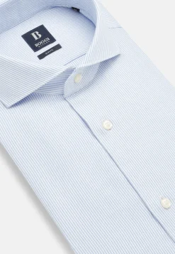 Chemises Habillées-Boggi Milano Chemise En Coton Dobby Slim Fit Bleu clair